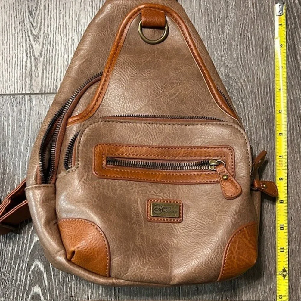 White Mountain Sling Pack Crossbody Bag In Brown - Picture 2 of 10
